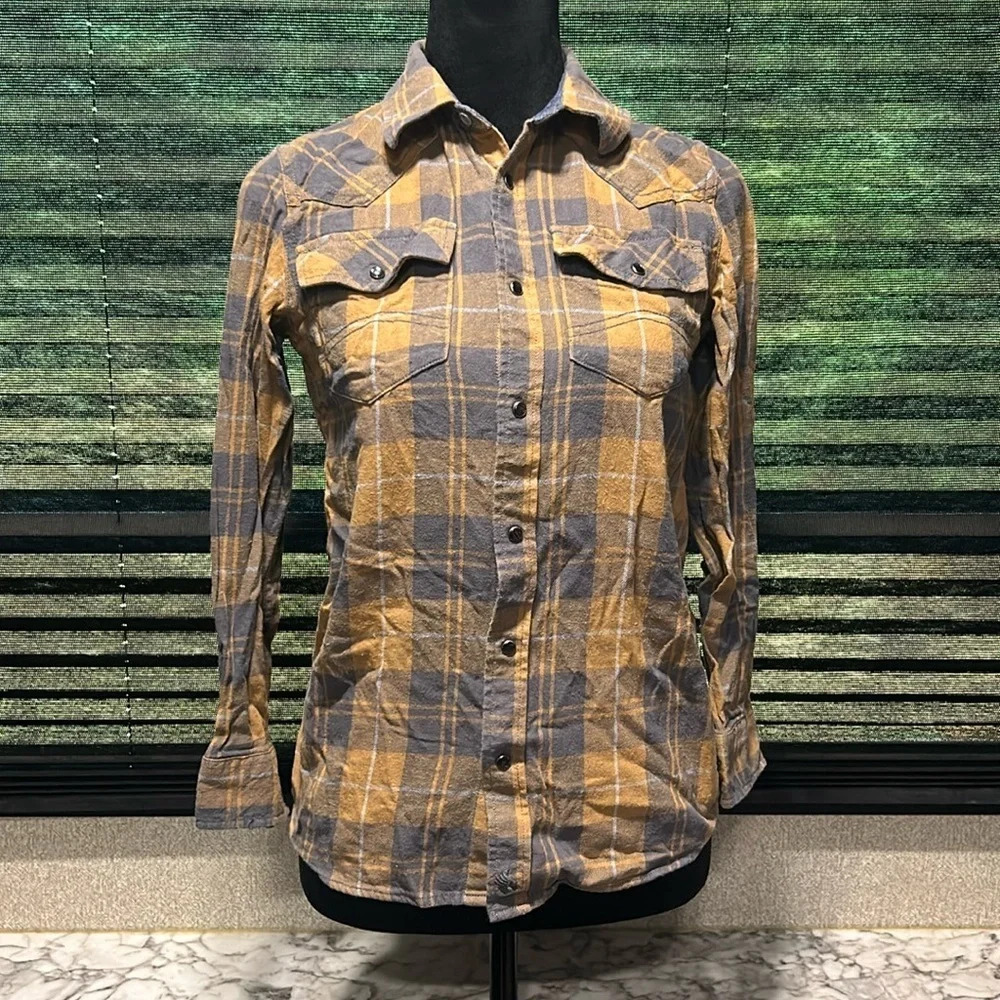 Cody James‎ Boys Western Plaid Long Sleeve Pearl Snap Flannel Shirt Medium